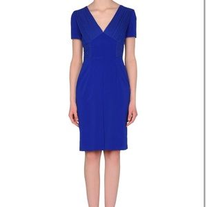Versace Blue Knee-length Silk Blend V-neck Dress Sz 2 US / 38 IT